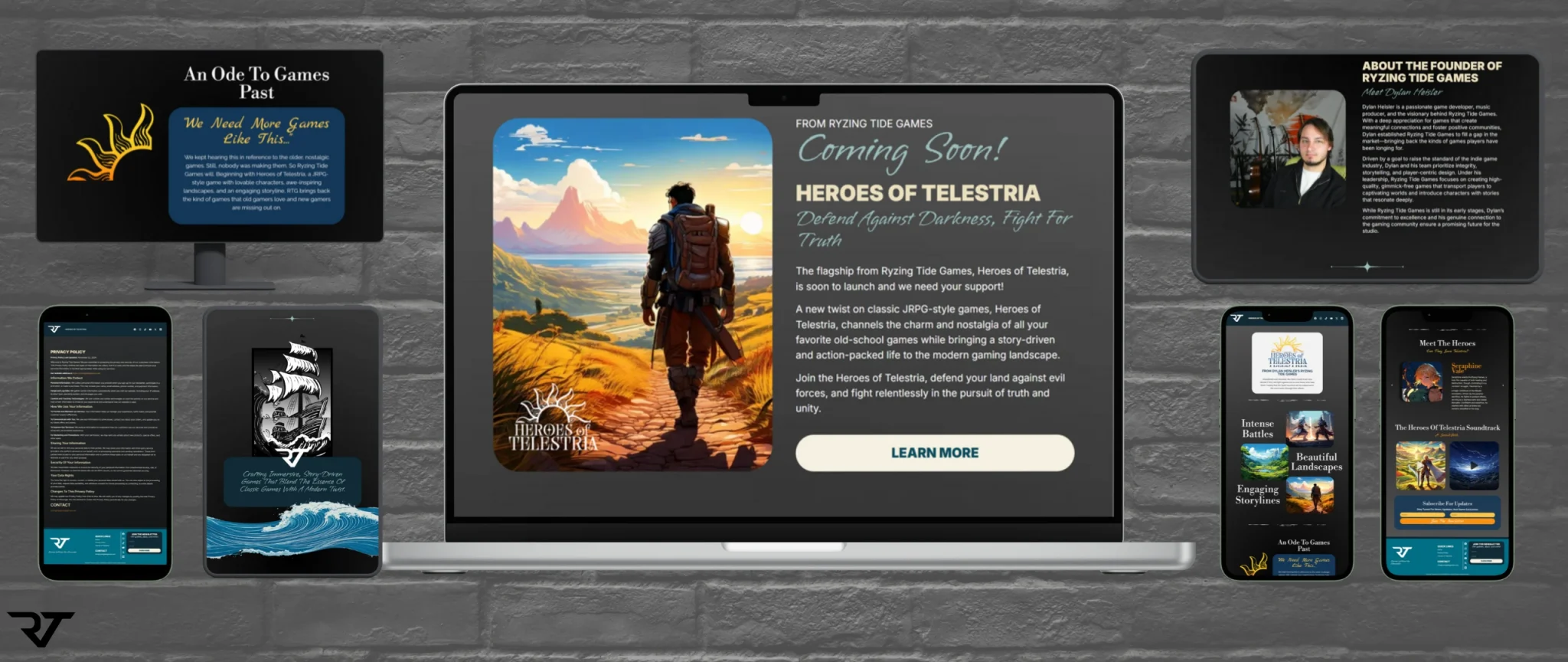 ryzing tide games website design